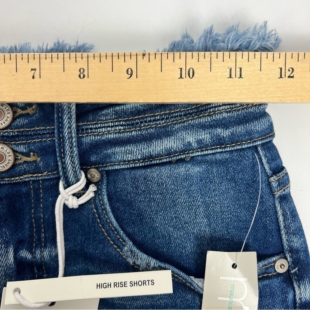 NWT KanCan Women’s High-Rise Blue Jean Shorts Sz 23 (0) Frayed Hems & Waist - Picture 9 of 11